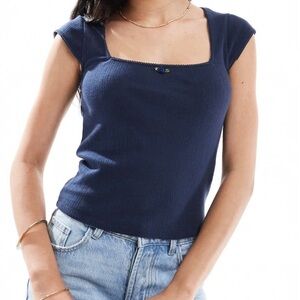 Hollister Pointelle Square-Neck Top